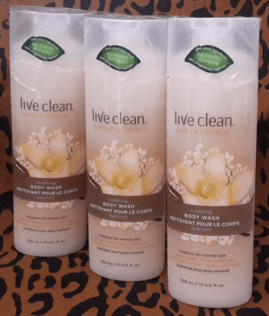 Live Clean Health & Beauty:Bath & Body:Body Washes & Shower Gels 3 Bottles Live Clean Vanilla Oatmeal Soothing Body Wash ~ 17 fl oz (500 mL) Each