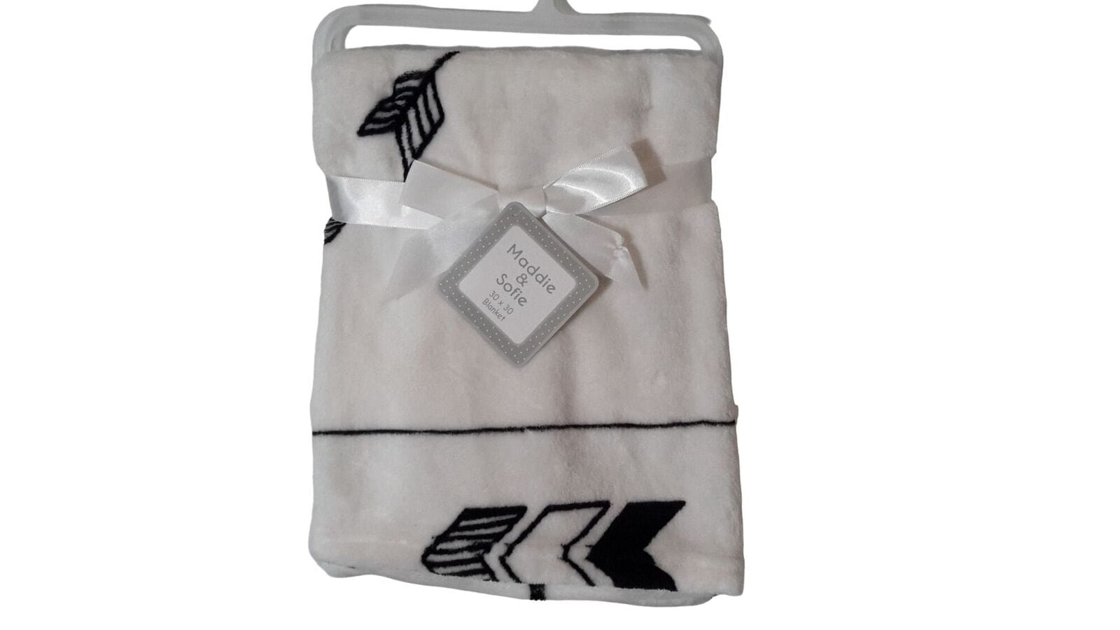 maddie & sofie Baby:Nursery Bedding:Blankets & Throws Maddie & Sofie 30" x 30" Baby Blanket ~ White with Black Arrows