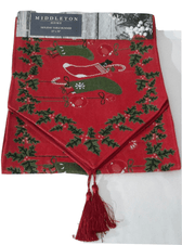 Middleton Home Home & Garden:Kitchen, Dining & Bar:Linens & Textiles:Table Runners Red Christmas Tapestry Table Runner w/Christmas Stockings Lined ~ 13