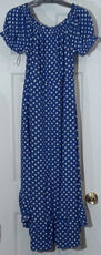 OEILLET D' NE Clothing, Shoes & Accessories:Women:Women's Clothing:Dresses Oeillet d' ne Blue & White Polka Dot Viscose Peasant Summer Dress~ Size L ~ New