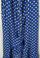 OEILLET D' NE Clothing, Shoes & Accessories:Women:Women's Clothing:Dresses Oeillet d' ne Blue & White Polka Dot Viscose Peasant Summer Dress~ Size L ~ New