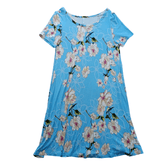 Popyoung Clothing, Shoes & Accessories:Women:Women's Clothing:Dresses Popyoung Women's T-Shirt Swing Dress, Short Sleeve Blue/Pink Floral ~ Med ~ NWT