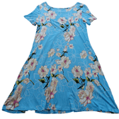 Popyoung Clothing, Shoes & Accessories:Women:Women's Clothing:Dresses Popyoung Women's T-Shirt Swing Dress, Short Sleeve Blue/Pink Floral ~ Med ~ NWT