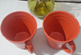 Rachael Ray Collectibles:Kitchen & Home:Dinnerware & Serveware:Mugs 2 Pc Set Rachael Ray Double Ridge Orange Bands Meyer Stoneware Coffee Cups/Mugs