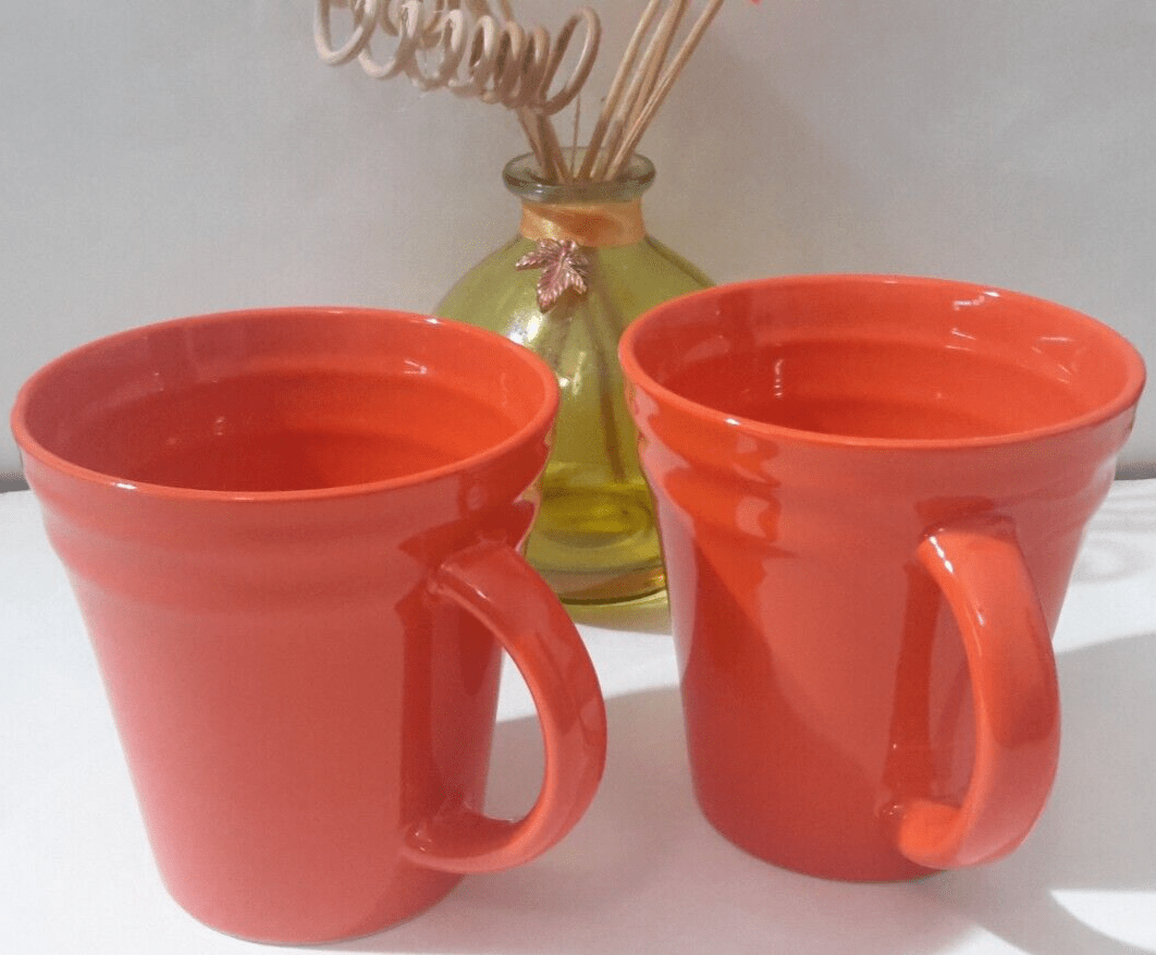 Rachael Ray Collectibles:Kitchen & Home:Dinnerware & Serveware:Mugs 2 Pc Set Rachael Ray Double Ridge Orange Bands Meyer Stoneware Coffee Cups/Mugs