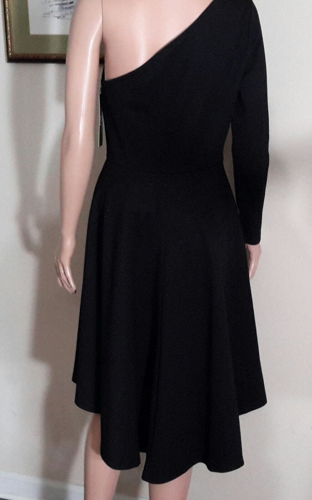 Sarin Matthews Clothing, Shoes & Accessories:Women:Women's Clothing:Dresses Women’s One Shoulder Long Sleeve, A-line High Low Hem Dress ~ SZ M ~ Black ~ NWT