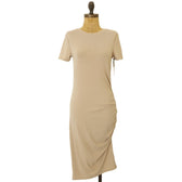 Treasure & Bond Clothing, Shoes & Accessories:Women:Women's Clothing:Dresses Treasure & Bond Womens Side Ruched Bodycon T-Shirt Dress Large Beige Oatmeal NWT