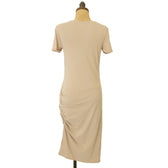 Treasure & Bond Clothing, Shoes & Accessories:Women:Women's Clothing:Dresses Treasure & Bond Womens Side Ruched Bodycon T-Shirt Dress Large Beige Oatmeal NWT