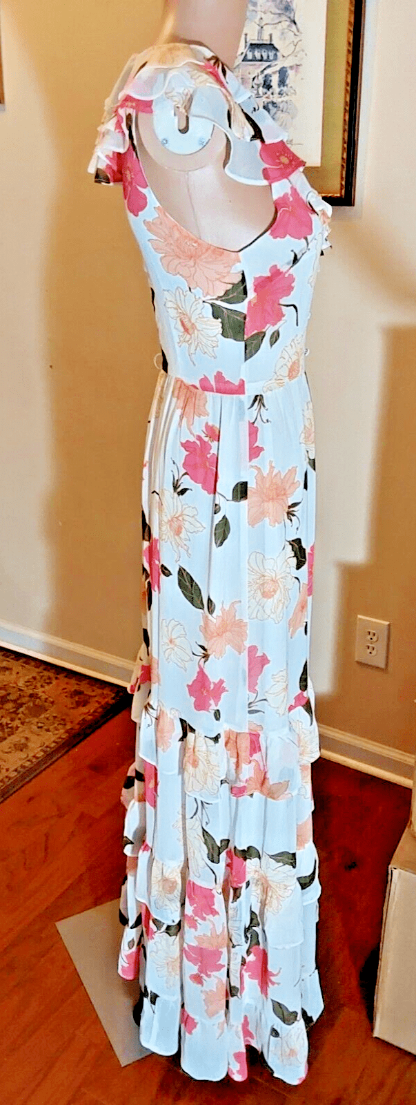 Vici Clothing, Shoes & Accessories:Women:Women's Clothing:Dresses VICI Collection Floral Print Tiered Chiffon White Multi Dress Size Small ~ NWT