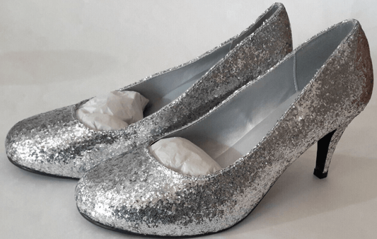 Vision Clothing, Shoes & Accessories:Women:Women's Shoes:Heels Womens Glitter Shoe Weddings, Party, Bridal High Heels, Formal Pumps,  9/10 New