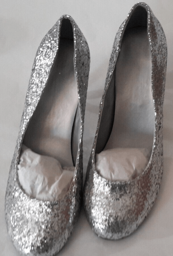 Vision Clothing, Shoes & Accessories:Women:Women's Shoes:Heels Womens Glitter Shoe Weddings, Party, Bridal High Heels, Formal Pumps,  9/10 New