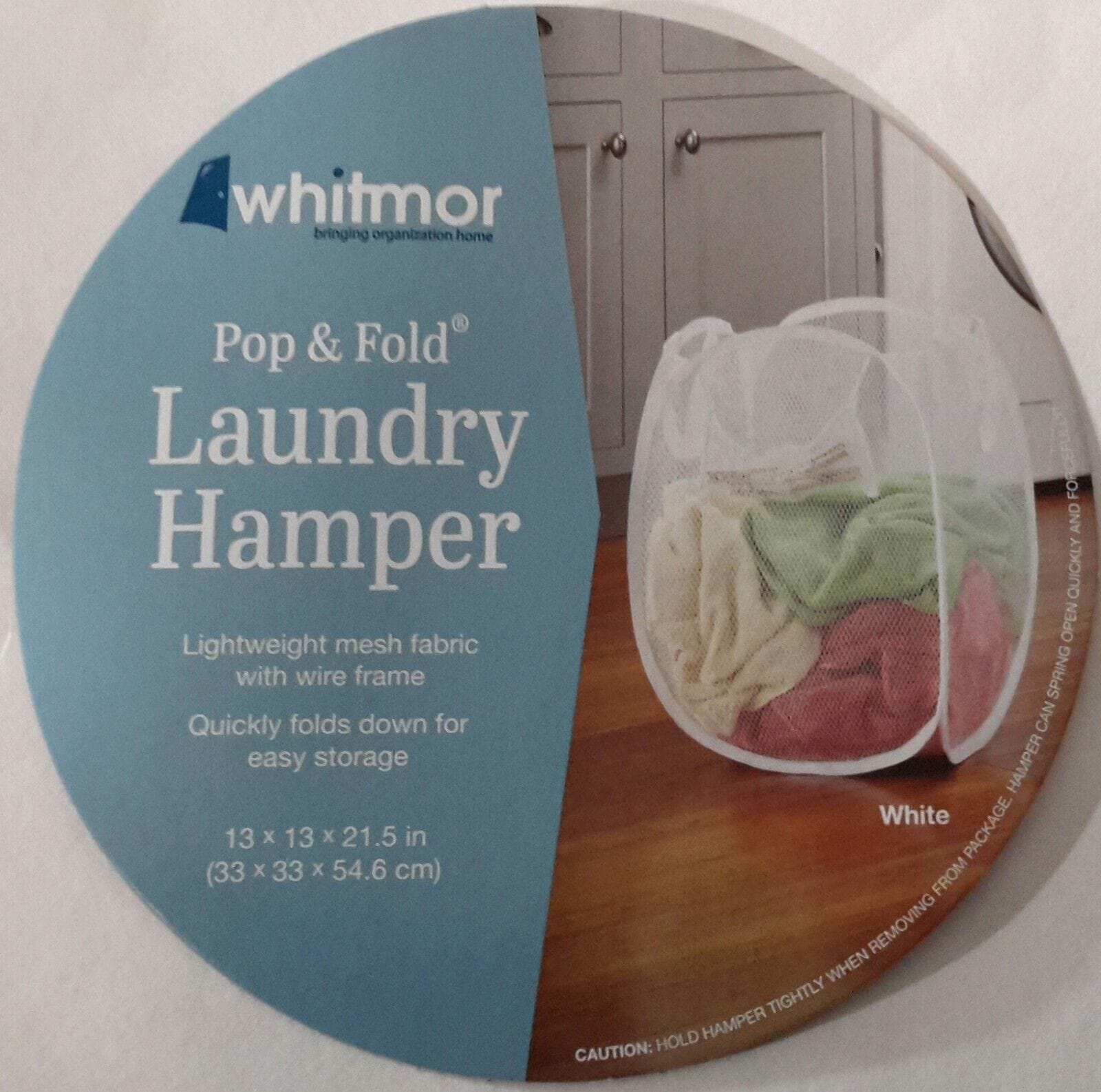 Whitmor Home & Garden:Household Supplies & Cleaning:Laundry Supplies:Laundry Carts & Hampers Whitmor Pop & Fold White Mesh Fabric Laundry Hamper - 13 x 13 x 21.5 inch